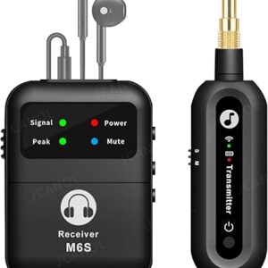 Stereo Wireless in-Ear Monitor System 2.4G Wireless IEM System Stage Monitor with 90° Rotate Transmitter Beltpack Receiver 164ft for Studio, Band (One Receiver+ One Transmitter(90° Rotate))