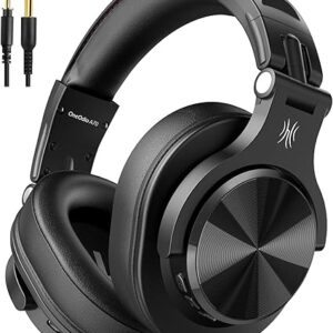 OneOdio A70 Bluetooth Over Ear Headphones, Wireless Headphones with 72H Playtime, Hi-Res, Built-in Mic, 3.5mm/6.35mm Wired Audio Jack for Studio Monitor & Mixing DJ Guitar AMP, Computer Laptop PC