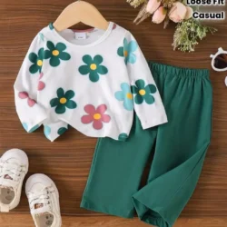 Girls' 2-Piece Winter Jersey Tracksuit – Vibrant Multicolor Set