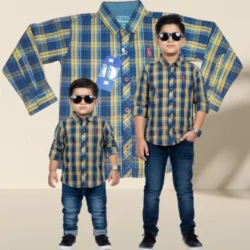 Boys Stitched Check Plaid Button Dress Shirt Full Sleeve Casual wear