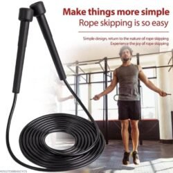 Lightweight Soft Synthetic Rubber Skipping Rope – 100-Inch Adjustable High-Speed Jump Rope for Cardio and Weight Loss (Black)