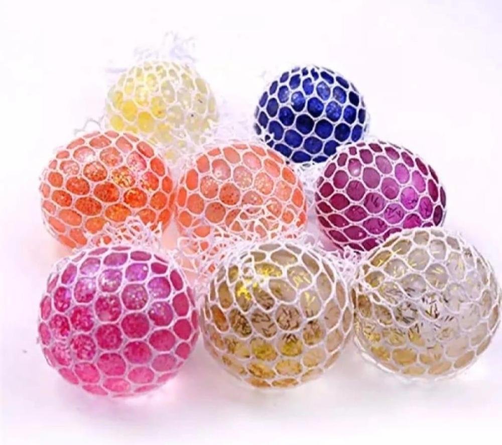 6-Piece Soft Mesh Stress Ball Set – Multicolor Squishy Sensory Squeeze Toy for Stress Relief & Hand Exercise (5cm Diameter)
