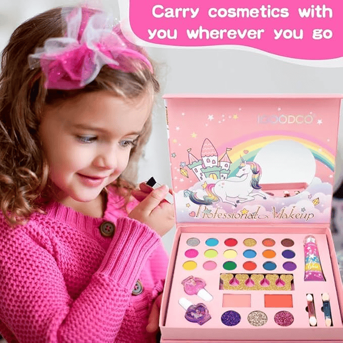 iGoodco 29-in-1 Magical Unicorn Makeup Kit for Girls – Deluxe Washable Cosmetic Set with Glitters, Eyeshadows & Accessories (Safe & Non-Toxic) - Image 3
