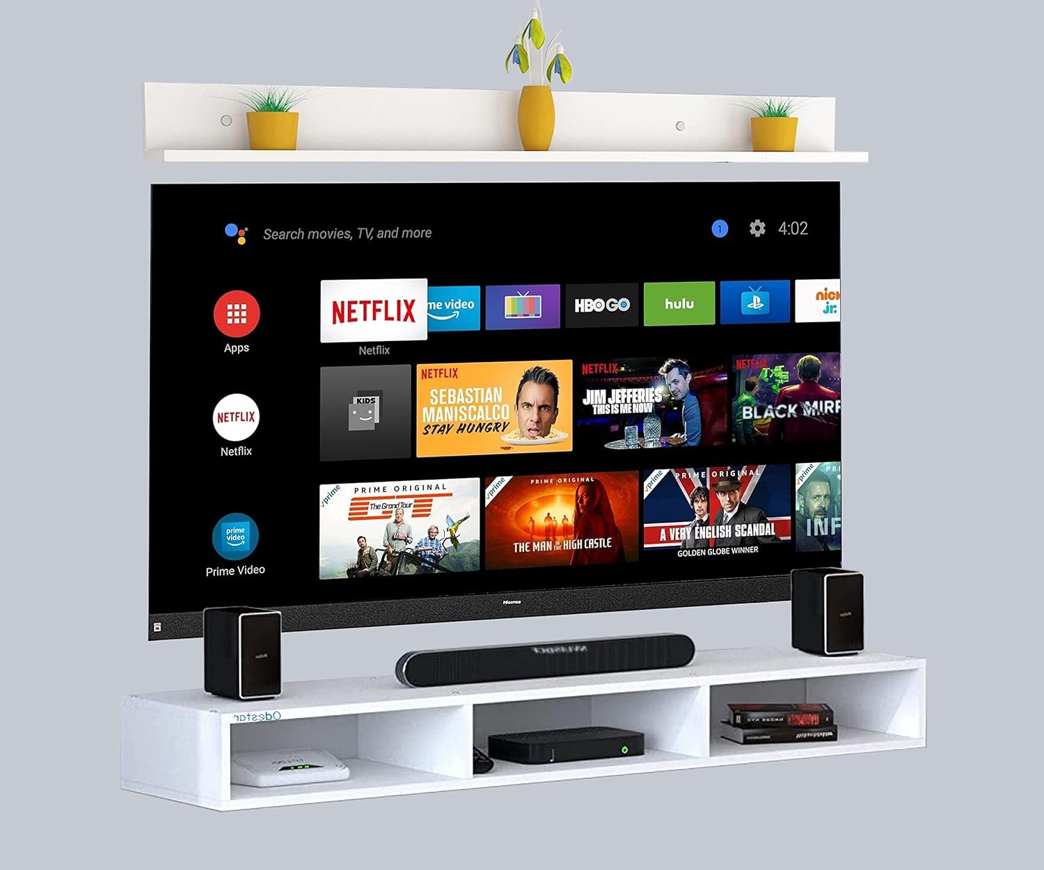 Engineered Wood Wall Mounted TV Unit, with TV Stand Unit Wall Shelf for Living/Badroom Room (Black & White) For-32 INCH - Image 8