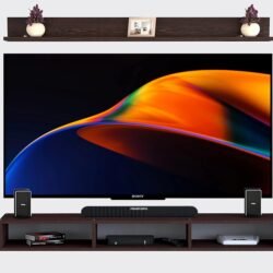 Engineered Wood Wall Mounted TV Unit, with TV Stand Unit Wall Shelf for Living/Badroom Room (Black & White) For-32 INCH