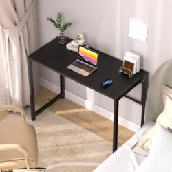 Folding Desk for Small Spaces, 39.4 in No-Assembly Small Computer Desk for Home Office, Space Saving Foldable Table Study Office Desk, Black