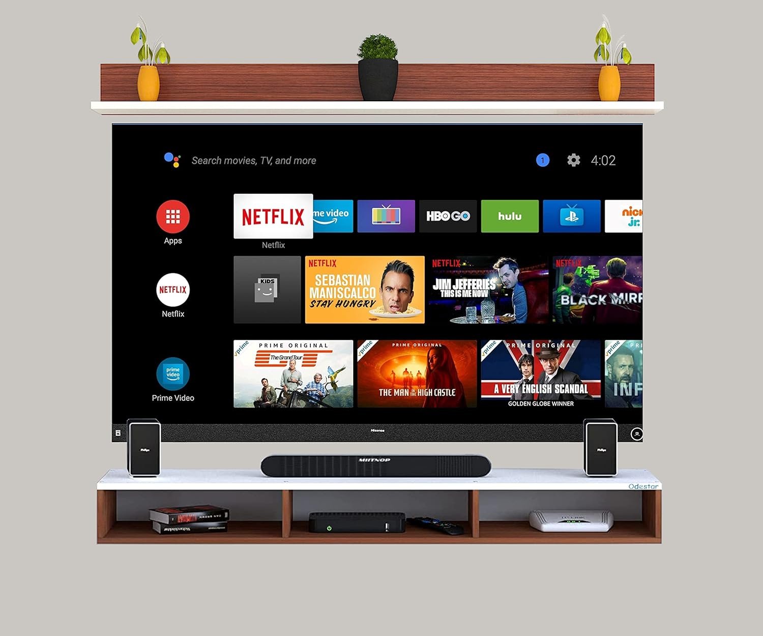 Engineered Wood Wall Mounted TV Unit, with TV Stand Unit Wall Shelf for Living/Badroom Room (Black & White) For-32 INCH - Image 5