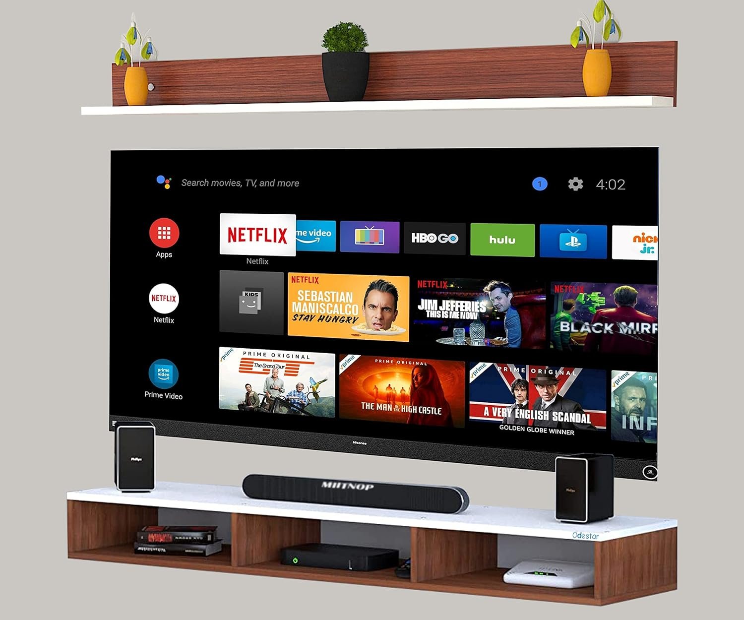 Engineered Wood Wall Mounted TV Unit, with TV Stand Unit Wall Shelf for Living/Badroom Room (Black & White) For-32 INCH - Image 7