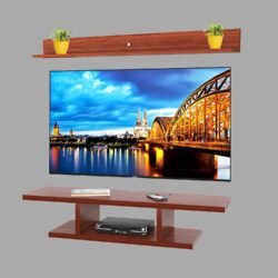 Engineered Wood TV Entertainment Unit Set Top Box Stand | TV Cabinet for Living Room with Wall Shelf Display Rack, Wall Mounted TV Unit - Ideal for Upto Size 32