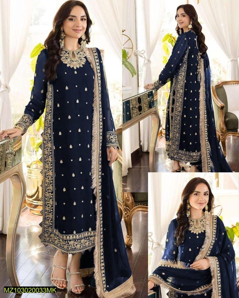 Navy Blue Heavy Embroidered 3-Piece Suit – Luxury Formal & Festive Wear for Women - Image 5
