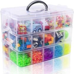 3-Layer Jewelry Organizer Storage Box with Transparent Compartments