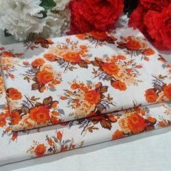 Title: Vibrant Orange 2-Piece Cotton Printed Suit – Extra Wide "90-Inch Panna" Collection