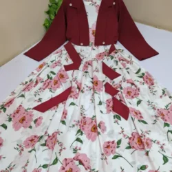 2 Pcs Women’s Stitched Georgette Printed Maxi & Jacket – Floral Elegance