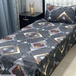 2 Pcs Crystal Cotton Printed Single Bedsheet – Grey