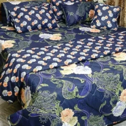 Vibrant 7 Pcs Cotton Salonica Printed Comforter Set – Double Bed