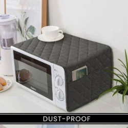 Premium Quilted Cotton Microwave Oven Cover | Dust-Proof Kitchen Organizer