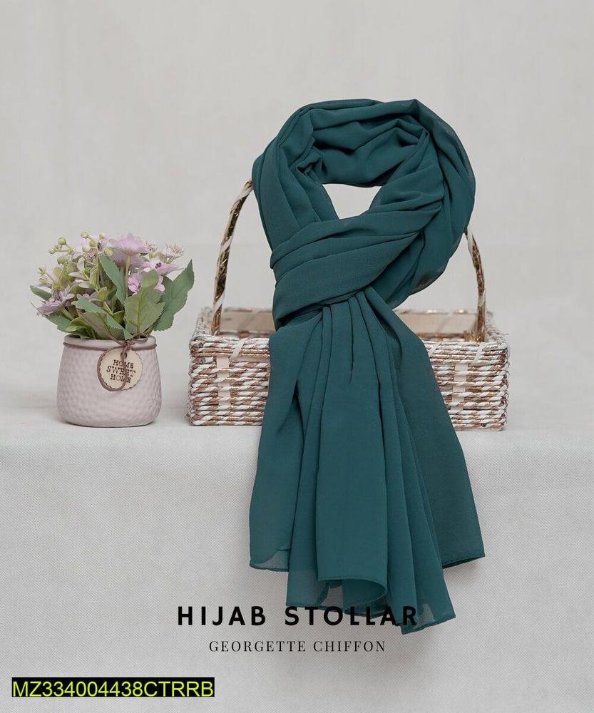 Elegant Georgette Chiffon Plain Hijab – Lightweight Breathable Scarf for Women & Girls (30 x 66 Inches, Single Piece)