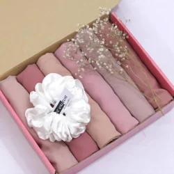 Elegant 2-Piece Chiffon Stoller Set with Matching Underscarf & Hijab Pins – Breathable 2-in-1 Multicolor Wrap (70 x 35 Inches)