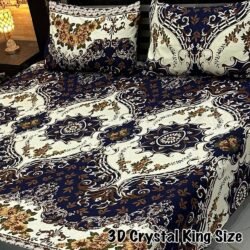 3 Pcs Cotton Printed Double Bedsheet Set – Soft & Comfortable with 2 Pillow Covers