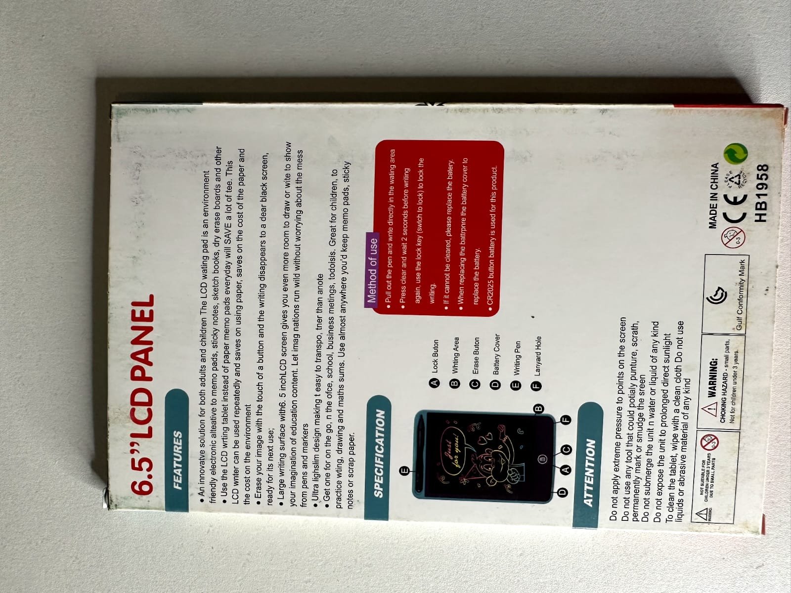 6.5" LCD Writing Tablet for Kids | Mini Digital Drawing Board | Portable Erasable Writing Pad | Memo Pad with Stylus - Image 2