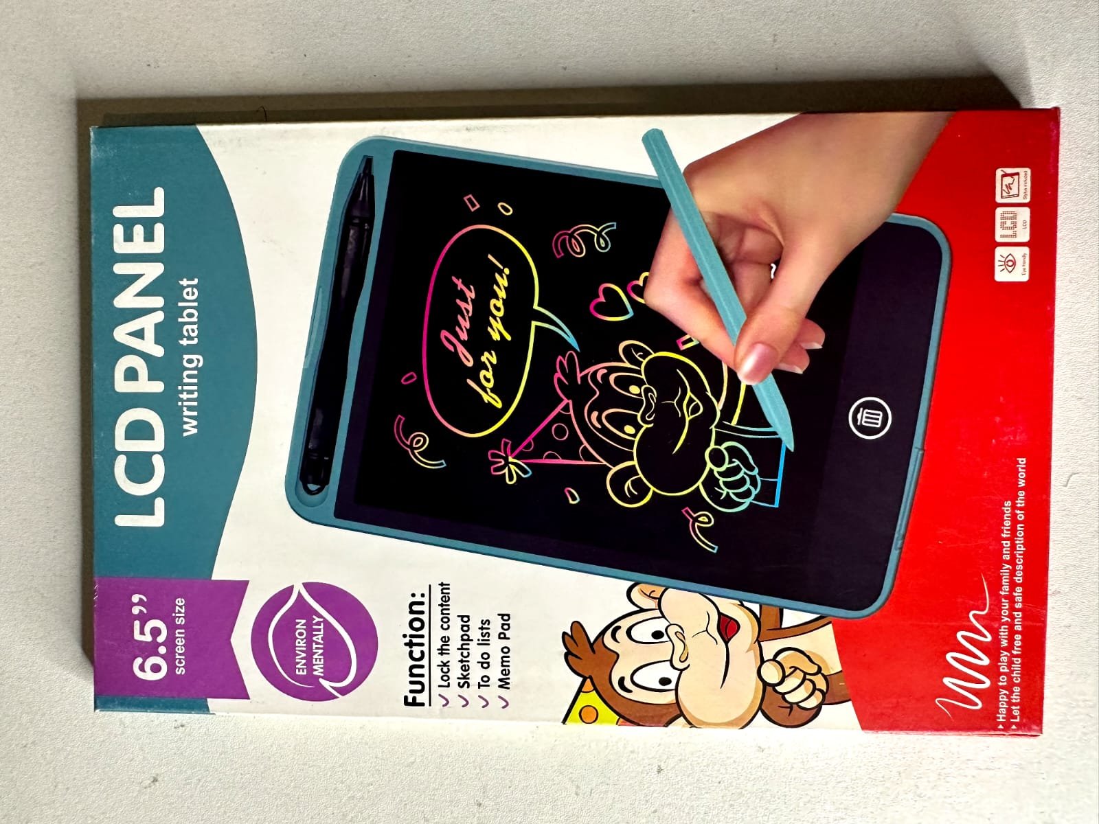 6.5" LCD Writing Tablet for Kids | Mini Digital Drawing Board | Portable Erasable Writing Pad | Memo Pad with Stylus - Image 5