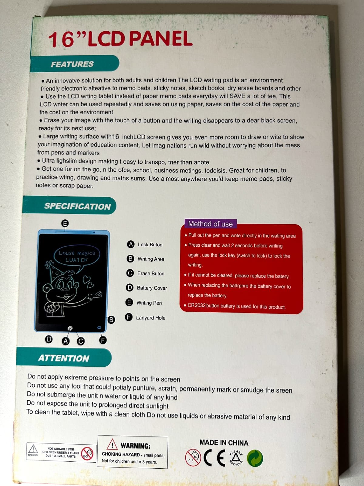 16 Inch LCD Writing Tablet – Colorful Digital Drawing & Memo Pad (With Stylus) - Image 5